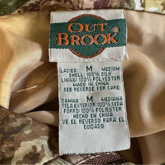 OutBrook Vintage Brown Silk Bomber Jacket with Abstract Design - Picture 4 of 8